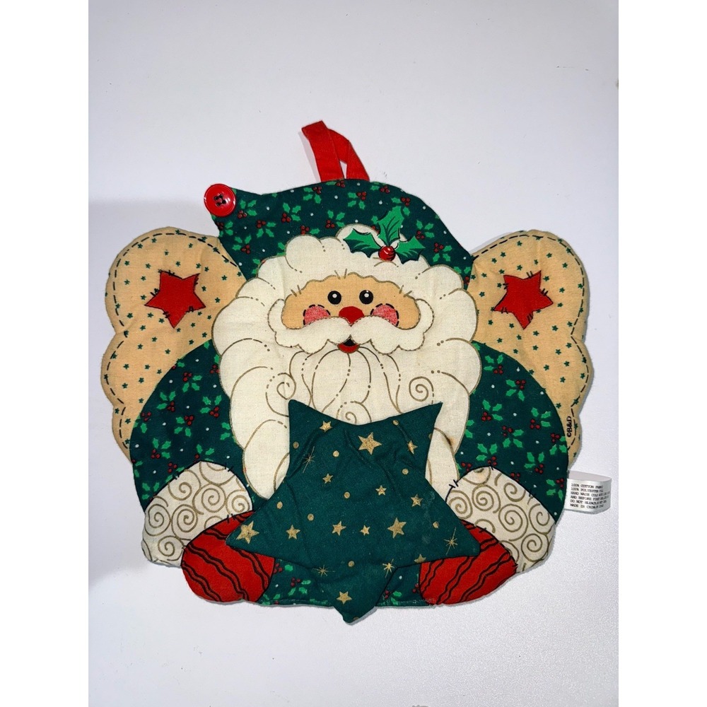 Handmade Christmas Santa‎ Potholder Vintage Decor B&D Wall Hanging E